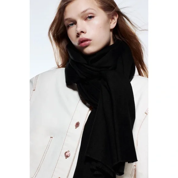 ZARA BNWT SUPER SOFT SCARF • BLACK - Picture 10 of 16